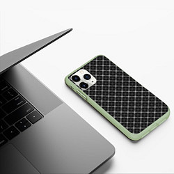 Чехол iPhone 11 Pro матовый Черно-белый узор в косую клетку, цвет: 3D-салатовый — фото 2