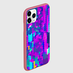 Чехол iPhone 11 Pro матовый Шестиугольники неонового цвета, цвет: 3D-малиновый — фото 2
