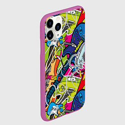 Чехол iPhone 11 Pro матовый Guitars - pop art pattern, цвет: 3D-фиолетовый — фото 2