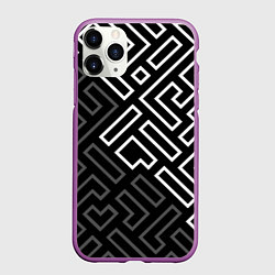 Чехол iPhone 11 Pro матовый Черно белый лабиринт, цвет: 3D-фиолетовый