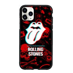 Чехол iPhone 11 Pro матовый Rolling Stones rock glitch