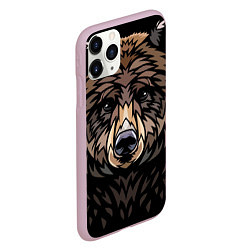 Чехол iPhone 11 Pro матовый Медведь в этническом стиле, цвет: 3D-розовый — фото 2
