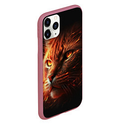 Чехол iPhone 11 Pro матовый Огненный рыжий кот, цвет: 3D-малиновый — фото 2