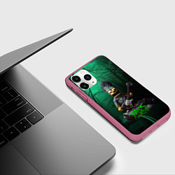 Чехол iPhone 11 Pro матовый Simpsons hard rock, цвет: 3D-малиновый — фото 2