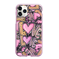 Чехол iPhone 11 Pro матовый Паттерн про любовь, цвет: 3D-розовый