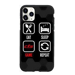 Чехол iPhone 11 Pro матовый Eat, sleep, Counter-Strike 2, repeat, цвет: 3D-черный