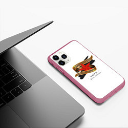 Чехол iPhone 11 Pro матовый 9 мая - георгиевская лента с красной звездой, цвет: 3D-малиновый — фото 2