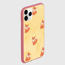 Чехол iPhone 11 Pro матовый Наблюдательные лисята, цвет: 3D-малиновый — фото 2