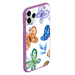 Чехол iPhone 11 Pro матовый Стая водных бабочек, цвет: 3D-фиолетовый — фото 2