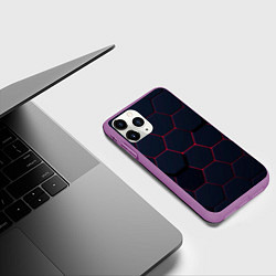 Чехол iPhone 11 Pro матовый Светящиеся стальная броня, цвет: 3D-фиолетовый — фото 2