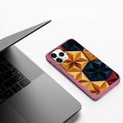 Чехол iPhone 11 Pro матовый Геометрические ромбические фигуры, цвет: 3D-малиновый — фото 2