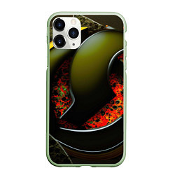 Чехол iPhone 11 Pro матовый Зеленые объемные объекты