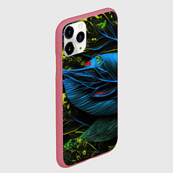 Чехол iPhone 11 Pro матовый Синий лист абстракция, цвет: 3D-малиновый — фото 2