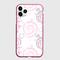 Чехол iPhone 11 Pro матовый Тай дай пудровый, цвет: 3D-малиновый