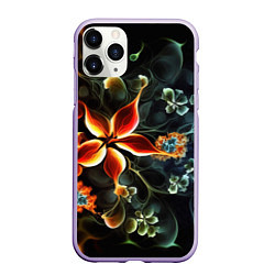 Чехол iPhone 11 Pro матовый Абстрактные цветы, цвет: 3D-светло-сиреневый
