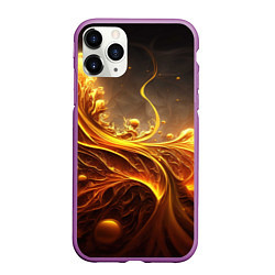 Чехол iPhone 11 Pro матовый Желтые абстрактные узоры, цвет: 3D-фиолетовый