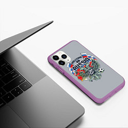 Чехол iPhone 11 Pro матовый Welcome to Russia - футбол, цвет: 3D-фиолетовый — фото 2