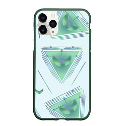 Чехол iPhone 11 Pro матовый Луна в треугольнике, цвет: 3D-темно-зеленый
