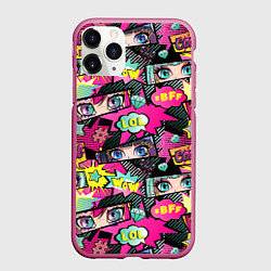 Чехол iPhone 11 Pro матовый Глаза аниме-девушки: cool pattern, цвет: 3D-малиновый