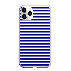 Чехол iPhone 11 Pro матовый Тельняшка синяя ВМФ, цвет: 3D-светло-сиреневый