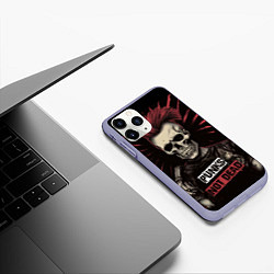 Чехол iPhone 11 Pro матовый Панк скелет, цвет: 3D-светло-сиреневый — фото 2