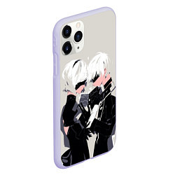 Чехол iPhone 11 Pro матовый Йорха-2B и Йорха-9S, цвет: 3D-светло-сиреневый — фото 2