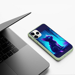 Чехол iPhone 11 Pro матовый Котенок у окна, цвет: 3D-салатовый — фото 2