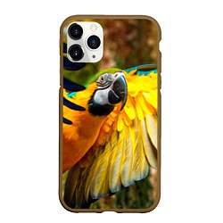 Чехол iPhone 11 Pro матовый Взлёт попугая, цвет: 3D-коричневый