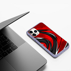Чехол iPhone 11 Pro матовый Органический разрыв - красный, цвет: 3D-светло-сиреневый — фото 2
