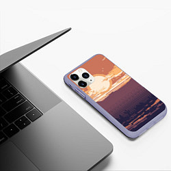 Чехол iPhone 11 Pro матовый Пиксельный пейзаж пустыни, цвет: 3D-светло-сиреневый — фото 2