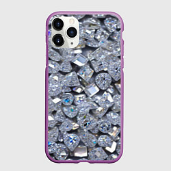 Чехол iPhone 11 Pro матовый Россыпь бриллиантов, цвет: 3D-фиолетовый