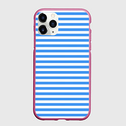 Чехол iPhone 11 Pro матовый Тельняшка васильковая ВДВ, цвет: 3D-малиновый