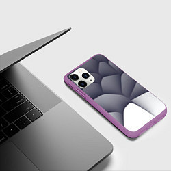 Чехол iPhone 11 Pro матовый Паттерн из гладких камней, цвет: 3D-фиолетовый — фото 2
