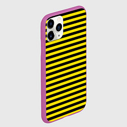 Чехол iPhone 11 Pro матовый Черно-желтые осиные полосы, цвет: 3D-фиолетовый — фото 2