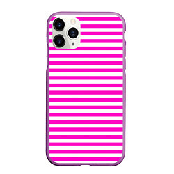 Чехол iPhone 11 Pro матовый Ярко-розовые полосы