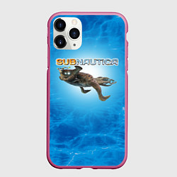 Чехол iPhone 11 Pro матовый Subnautica приключение, цвет: 3D-малиновый