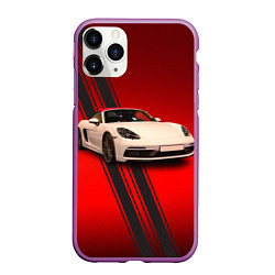 Чехол iPhone 11 Pro матовый Немецкий спортивный автомобиль Porsche, цвет: 3D-фиолетовый