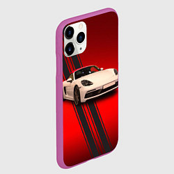 Чехол iPhone 11 Pro матовый Немецкий спортивный автомобиль Porsche, цвет: 3D-фиолетовый — фото 2