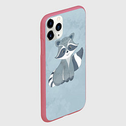 Чехол iPhone 11 Pro матовый Кроха енот, цвет: 3D-малиновый — фото 2
