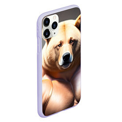 Чехол iPhone 11 Pro матовый Медведь качек, цвет: 3D-светло-сиреневый — фото 2