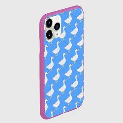 Чехол iPhone 11 Pro матовый Домашний гусь вооружен ножом, цвет: 3D-фиолетовый — фото 2