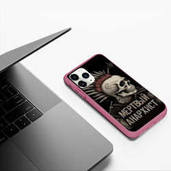Чехол iPhone 11 Pro матовый Мертвый анархист панк, цвет: 3D-малиновый — фото 2