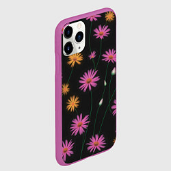 Чехол iPhone 11 Pro матовый Полевые цветы на черном фоне, цвет: 3D-фиолетовый — фото 2