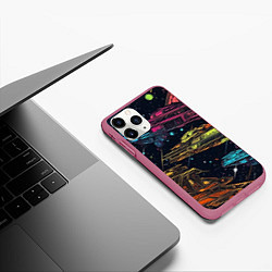 Чехол iPhone 11 Pro матовый Космические корабли и космос, цвет: 3D-малиновый — фото 2