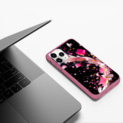 Чехол iPhone 11 Pro матовый Вихрь розовых лепестков, цвет: 3D-малиновый — фото 2