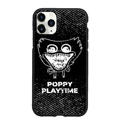 Чехол iPhone 11 Pro матовый Poppy Playtime с потертостями на темном фоне, цвет: 3D-черный