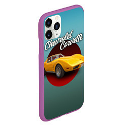 Чехол iPhone 11 Pro матовый Американский спорткар Chevrolet Corvette Stingray, цвет: 3D-фиолетовый — фото 2