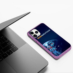 Чехол iPhone 11 Pro матовый Subnautica подводный город, цвет: 3D-фиолетовый — фото 2