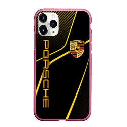 Чехол iPhone 11 Pro матовый Porsche - Gold line