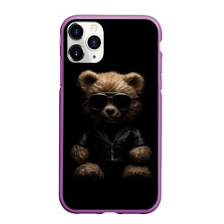 Чехол iPhone 11 Pro матовый Брутальный плюшевый медведь, цвет: 3D-фиолетовый